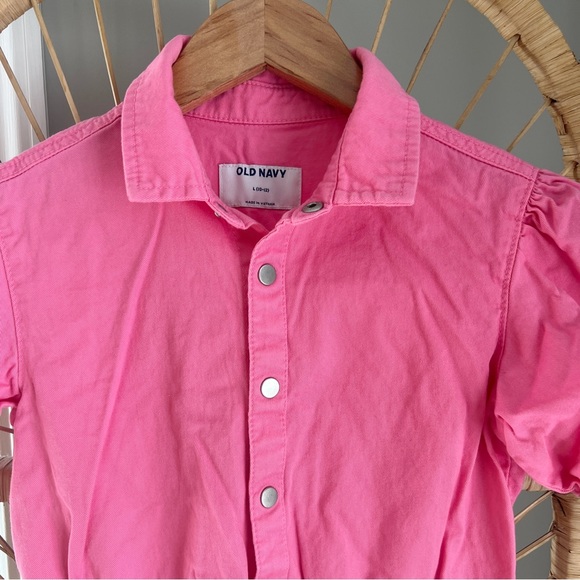 OLD NAVY Kids Girls Puff Sleeve Button Romper Pink size 10 - Picture 5 of 8